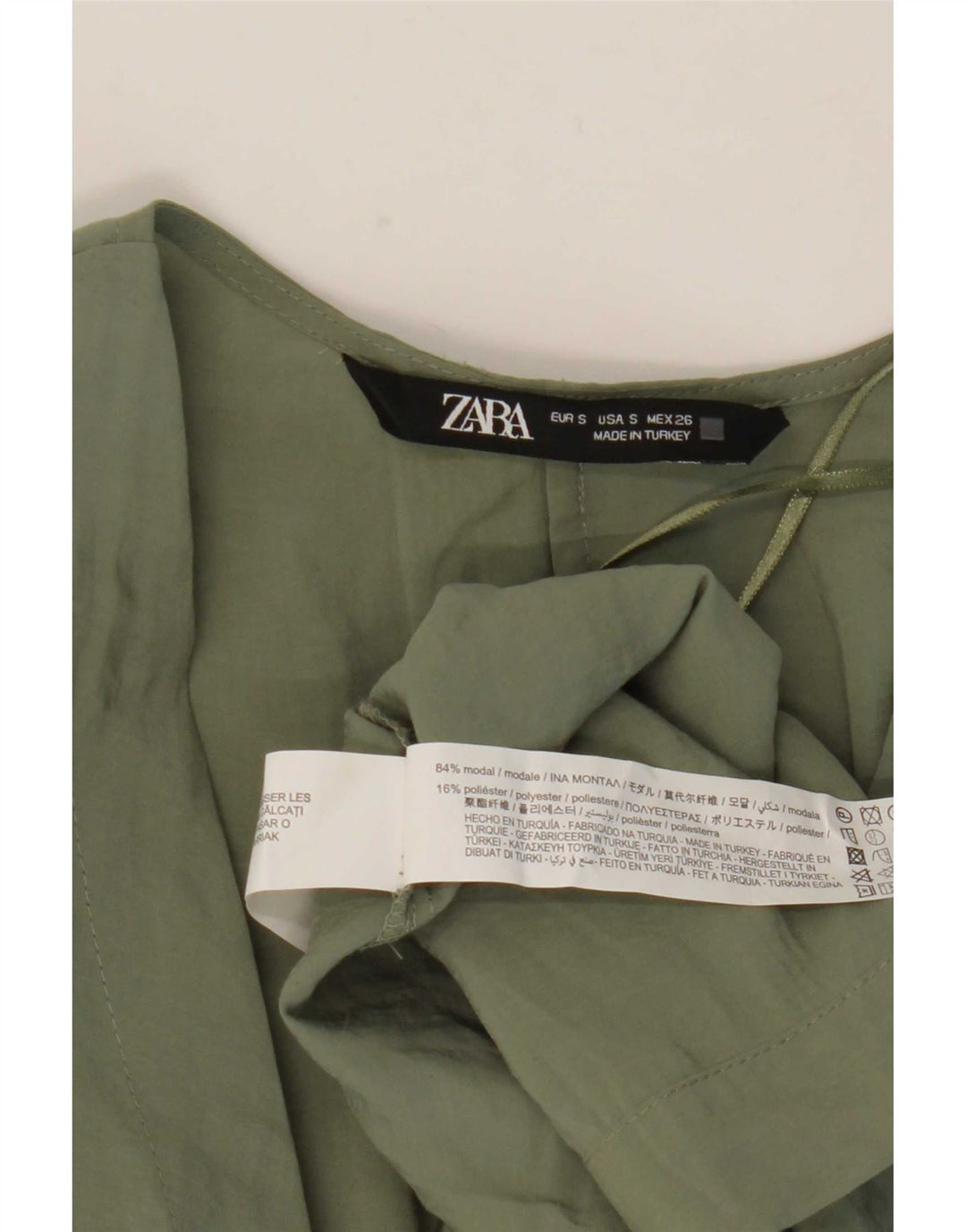 Abito a portafoglio da donna Zara UK 10 piccolo in modal kaki