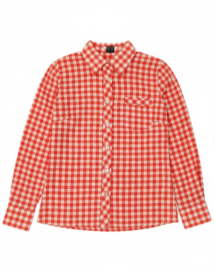 SCALA Womens Shirt UK 10 Small Red Gingham Cotton
