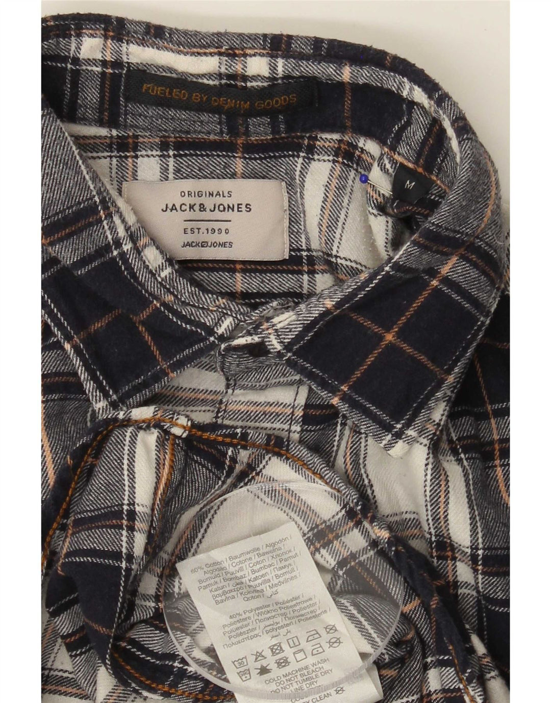 Jack & Jones Camicia da uomo in flanella di cotone a quadri blu navy medio
