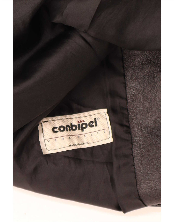 Giacca blazer in pelle da donna a 3 bottoni Conbipel UK 14 media nera