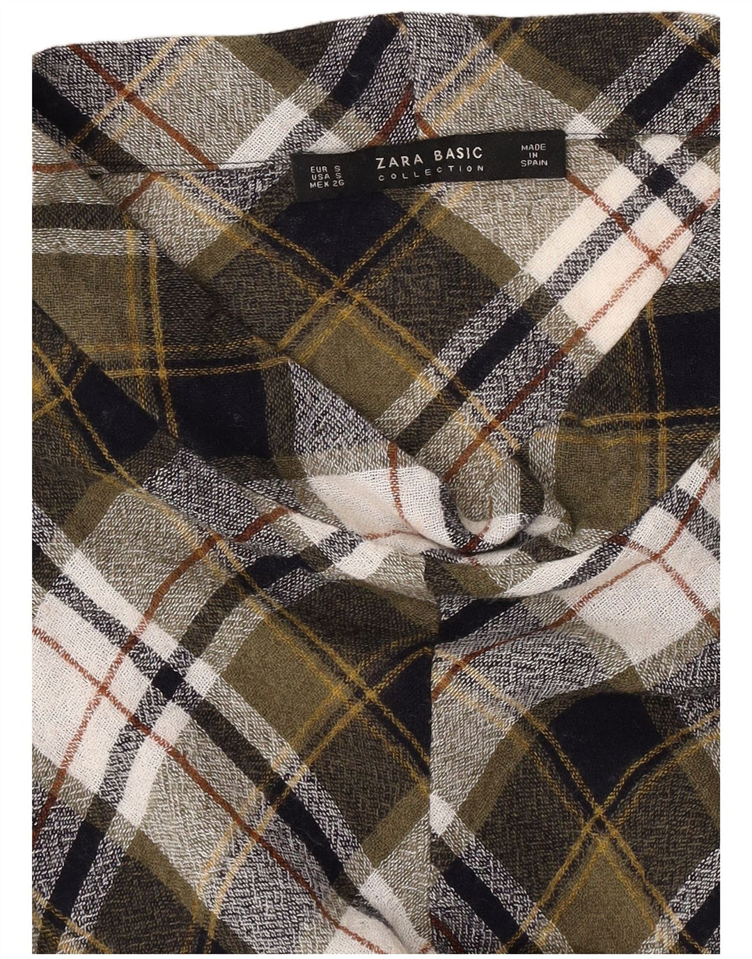 Camicetta a maniche lunghe da donna Zara UK 10 piccolo quadretto kaki