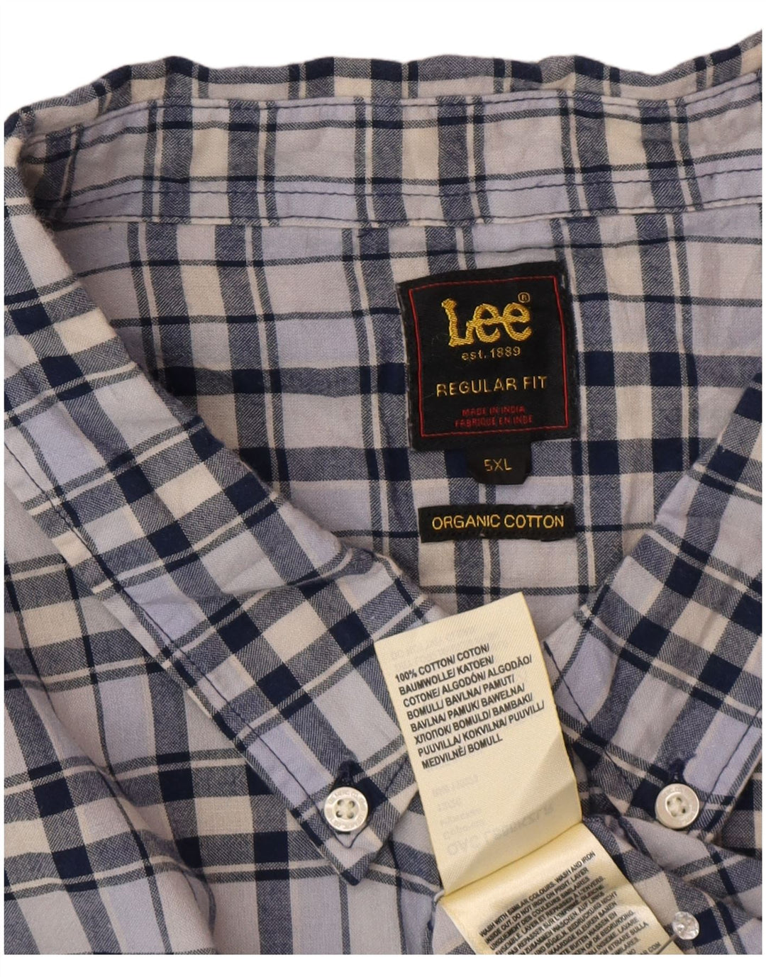 Camicia Lee da uomo a maniche corte vestibilità regolare 5XL cotone a quadri blu