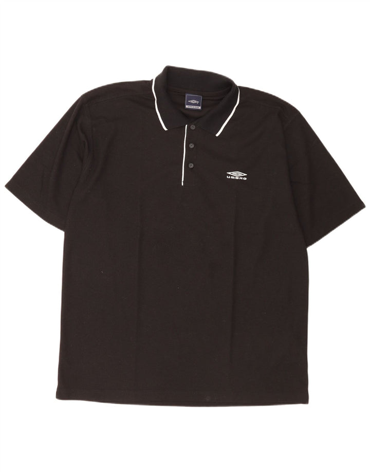 Polo Umbro da uomo grande in poliestere nero
