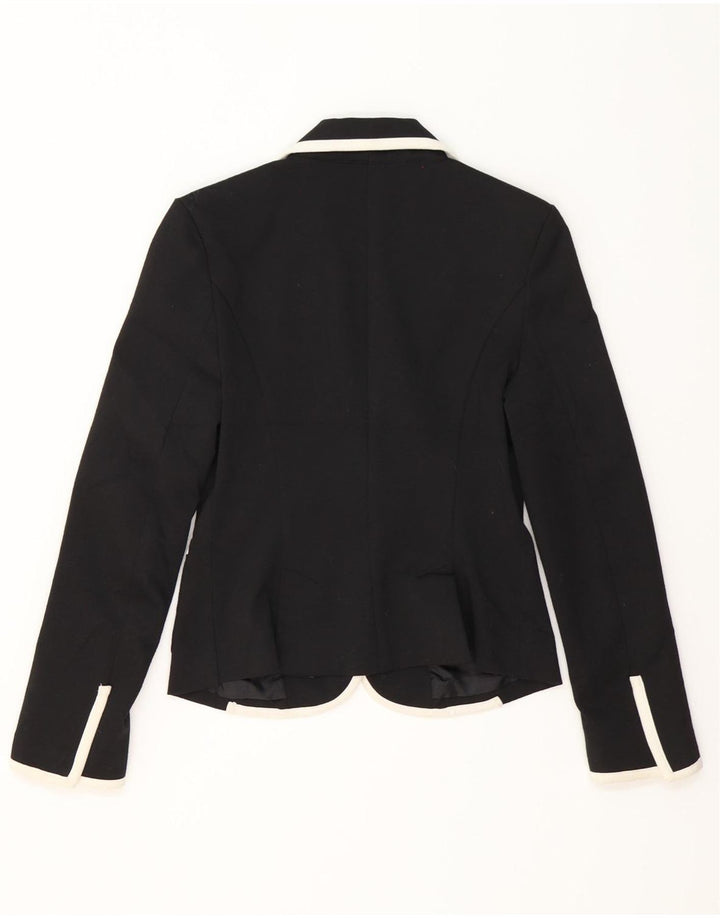 Giacca blazer a 2 bottoni da donna Zara UK 10 piccola in poliestere color block nero