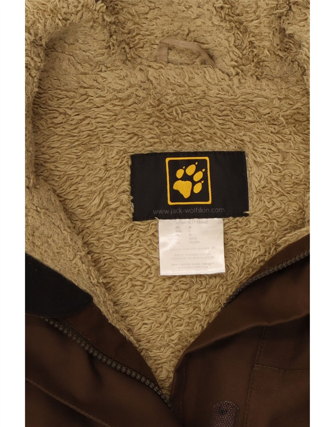 Cappotto giacca a vento Sherpa da donna Jack Wolfskin UK 12/14 Marrone medio