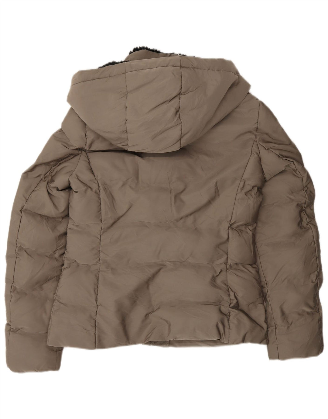 Giacca imbottita in sherpa con cappuccio da donna Zara UK 10 piccola poliestere grigio