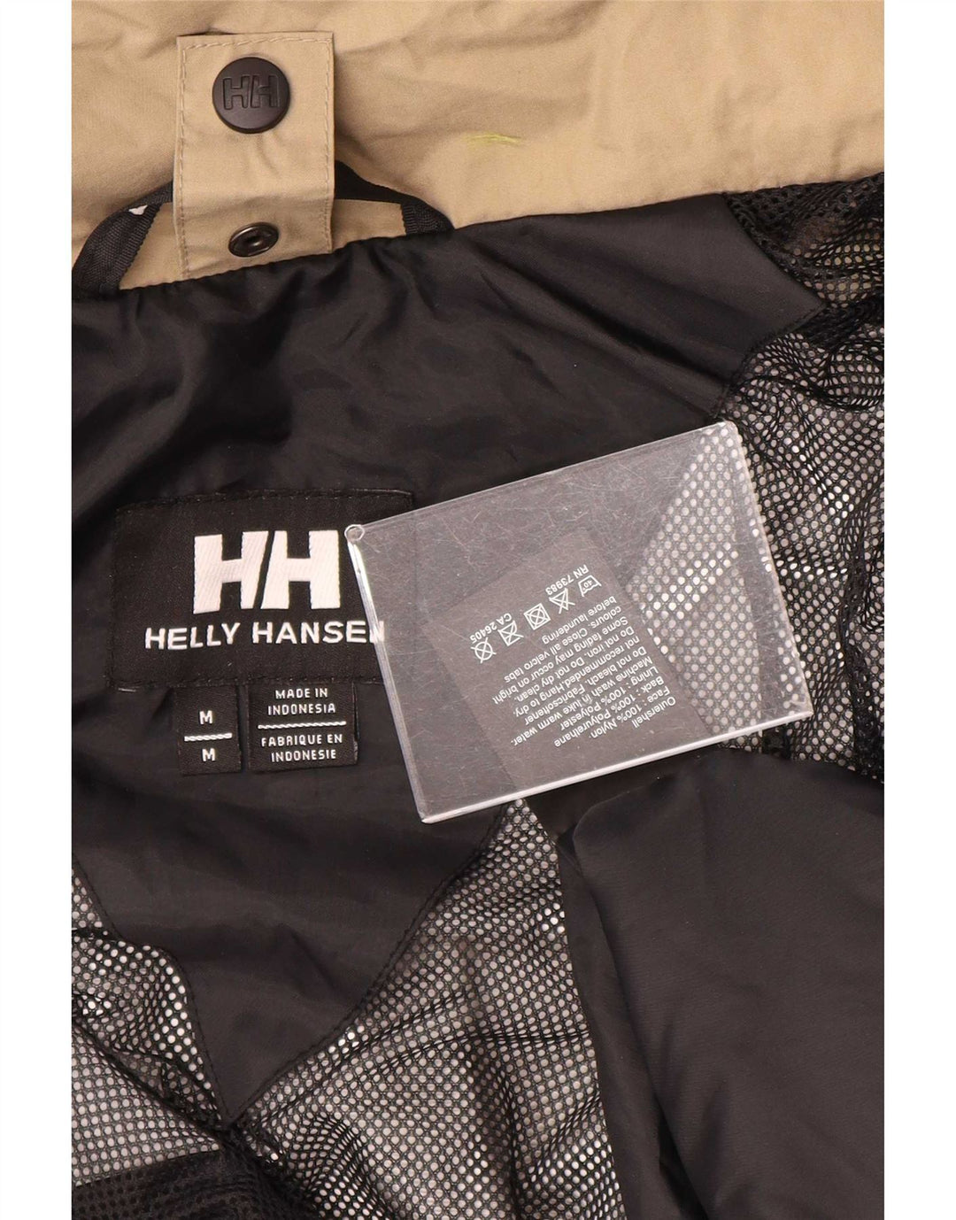 Giacca antipioggia con cappuccio da donna Helly Hansen UK 14 Nylon color block beige medio
