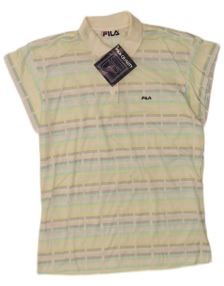 Polo da donna FILA UK 10 piccola in cotone a righe multicolore