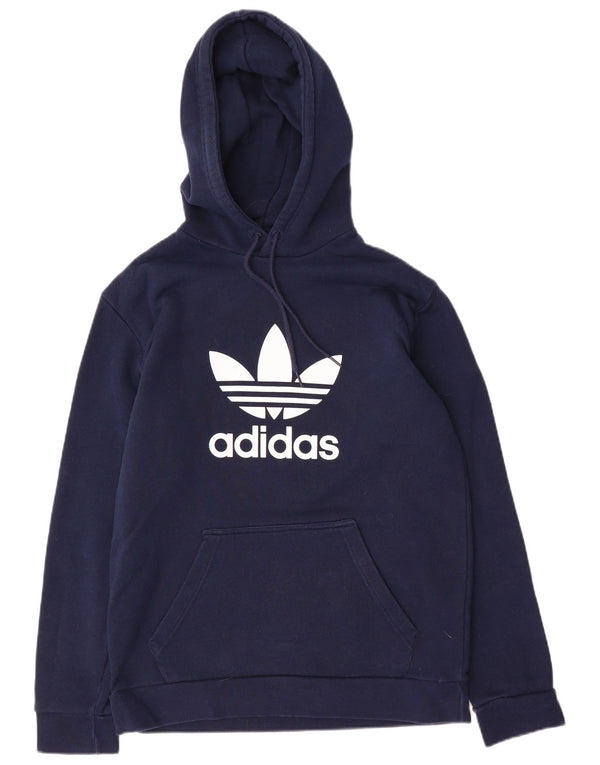 Felpa con cappuccio grafica da uomo Adidas media in cotone blu navy