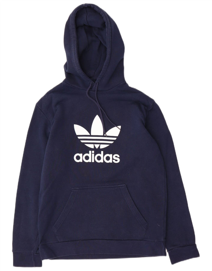 Felpa con cappuccio grafica da uomo Adidas media in cotone blu navy
