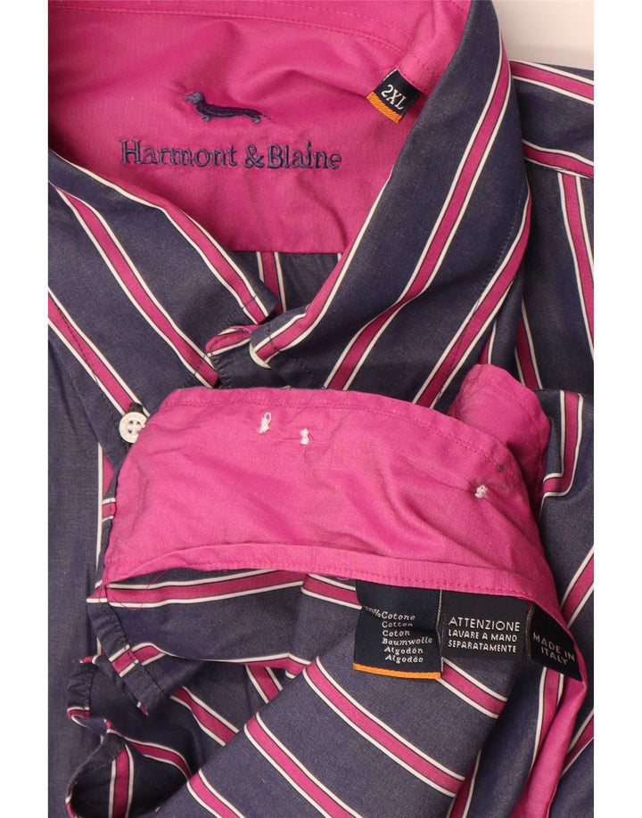 Camicia da uomo Harmont & Blaine 2XL cotone a righe blu navy