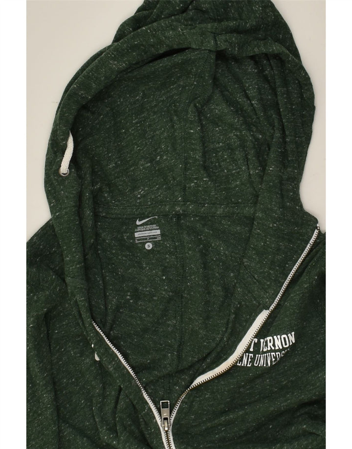 NIKE Womens Zip Hoodie Sweater UK 10 Small Green Cotton | Vintage Nike | Thrift | Second-Hand Nike | Used Clothing | Messina Hembry 