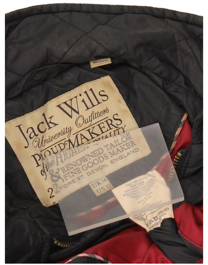 Giacca trapuntata da donna Jack Wills UK 14 grande nylon nero