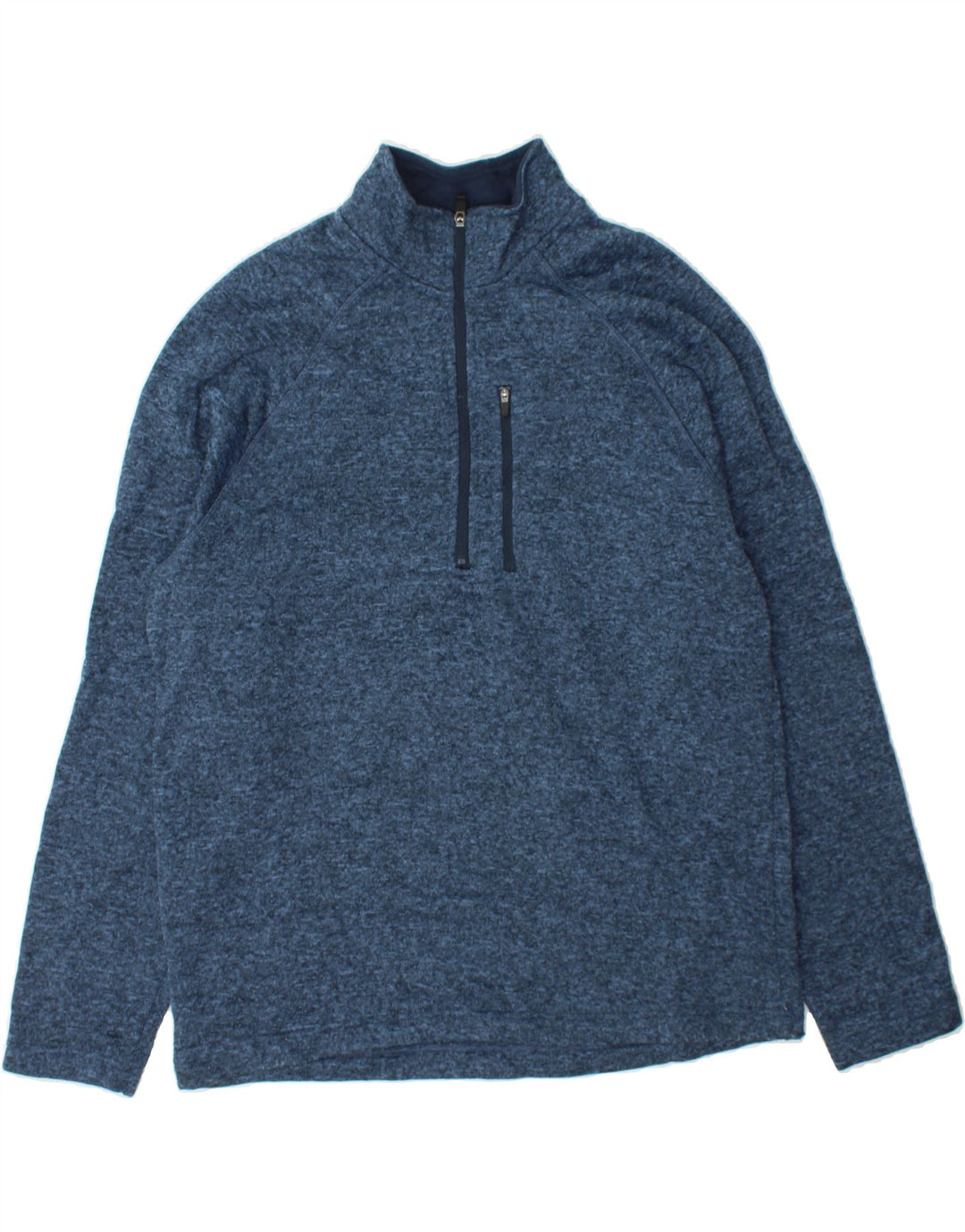 EDDIE BAUER Mens Zip Neck Sweatshirt Jumper Large Blue Flecked Polyester Vintage Eddie Bauer and Second-Hand Eddie Bauer from Messina Hembry 