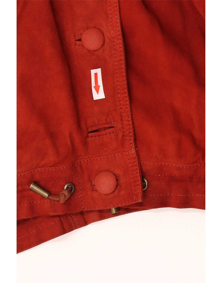 Giacca vintage oversize in pelle scamosciata da donna IT 44 in pelle rossa media