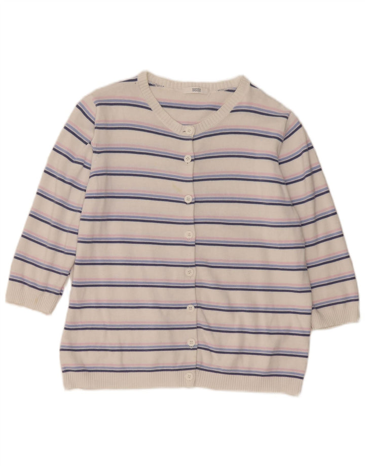 Maglione cardigan da donna Marks & Spencer UK 16 grandi righe bianche