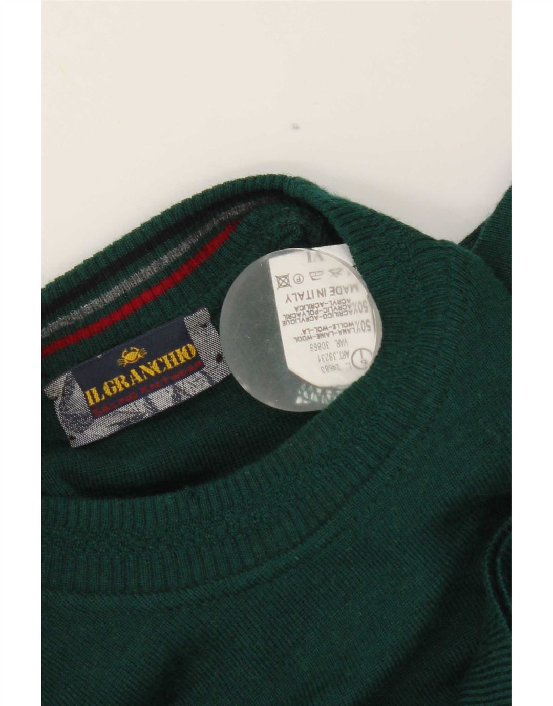 Il Granchio Maglione da uomo girocollo in lana a righe grandi verdi