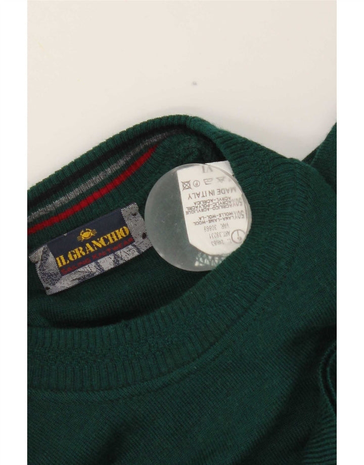 Il Granchio Maglione da uomo girocollo in lana a righe grandi verdi