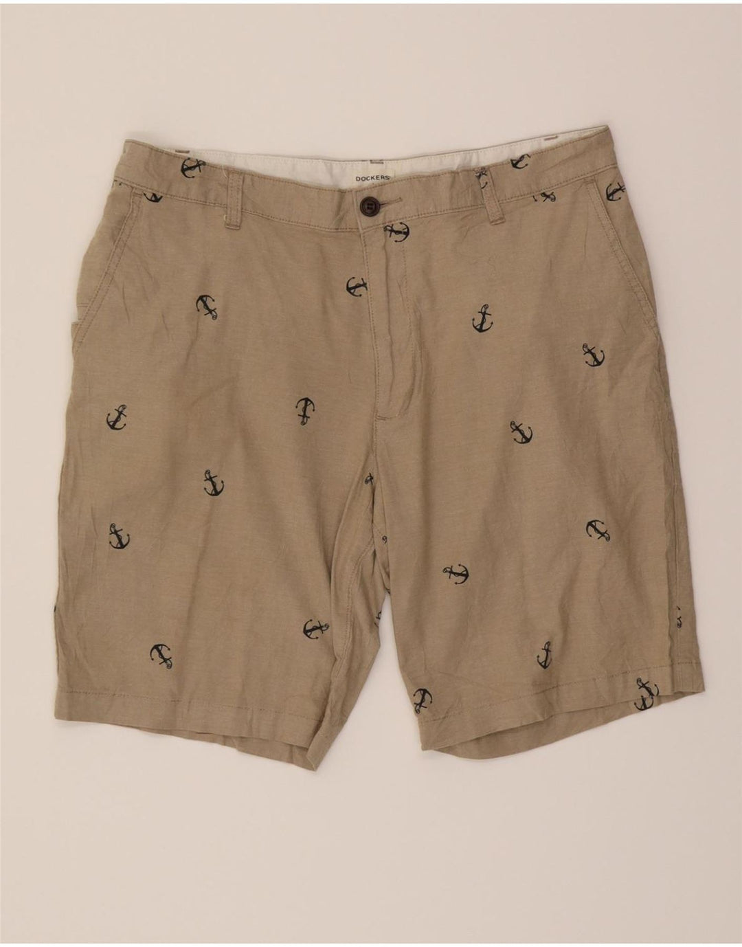 DOCKERS Mens Abstract Pattern Chino Shorts W34 Large Brown Cotton Vintage Dockers and Second-Hand Dockers from Messina Hembry 