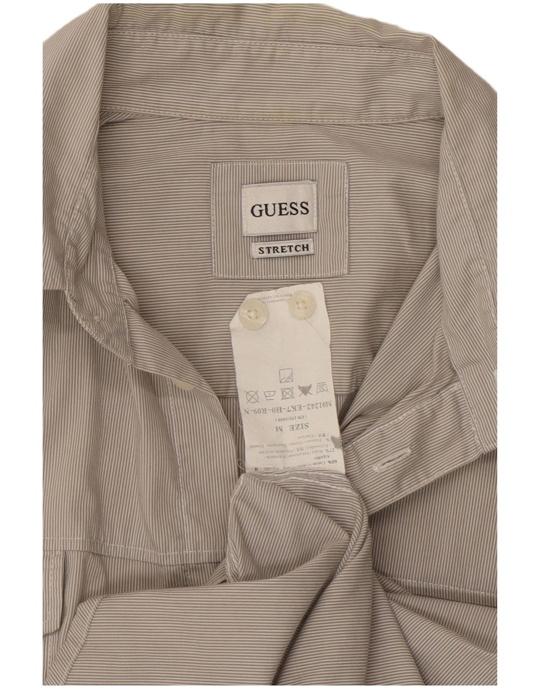 Camicia Uomo Guess Cotone Gessato Grigio Medio