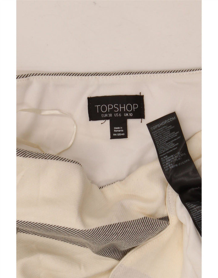 Topshop Minigonna da donna UK 10 Small W28 Viscosa a righe bianco sporco