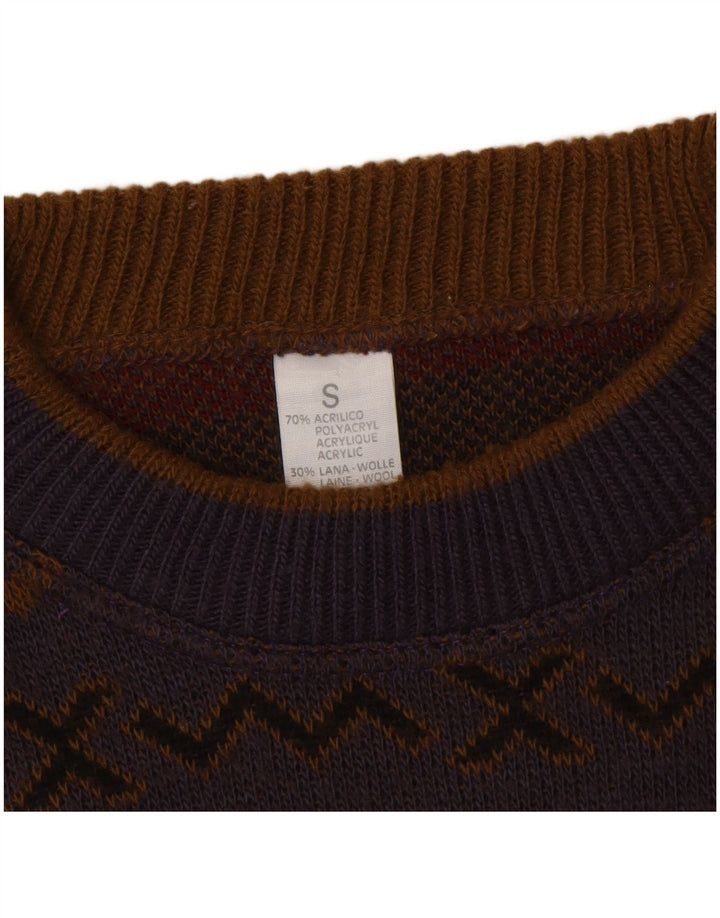 Maglione maglione girocollo da uomo vintage piccolo acrilico Chevron multicolore