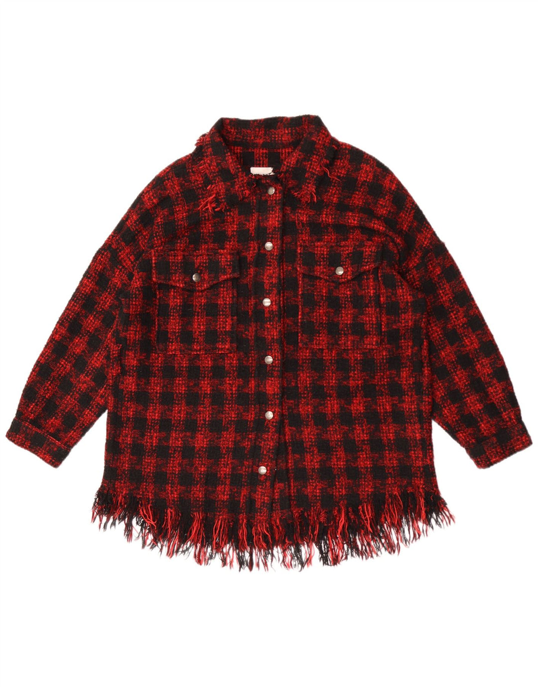 Camicia oversize da donna Zara Oversize UK 14 Acrilico pied de poule rosso medio