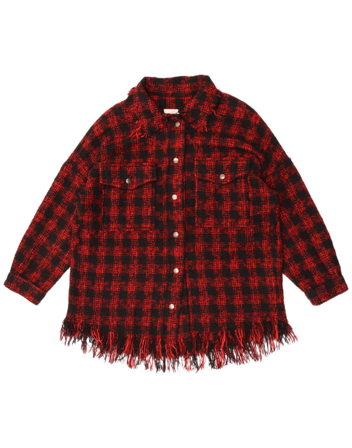 Camicia oversize da donna Zara Oversize UK 14 Acrilico pied de poule rosso medio