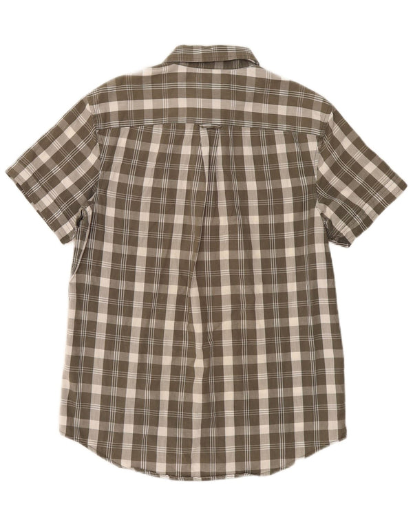Penguin Heritage Camicia da uomo a maniche corte slim fit in cotone a quadri kaki medio
