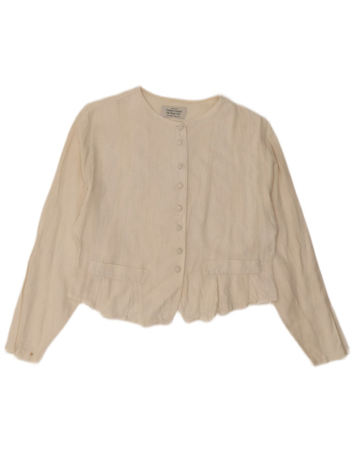 Camicetta corta da donna Benetton UK 14 media bianco sporco