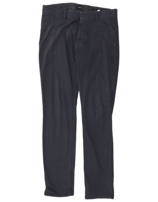 Pantaloni chino slim fit da uomo Hugo Boss W34 L34 cotone blu navy