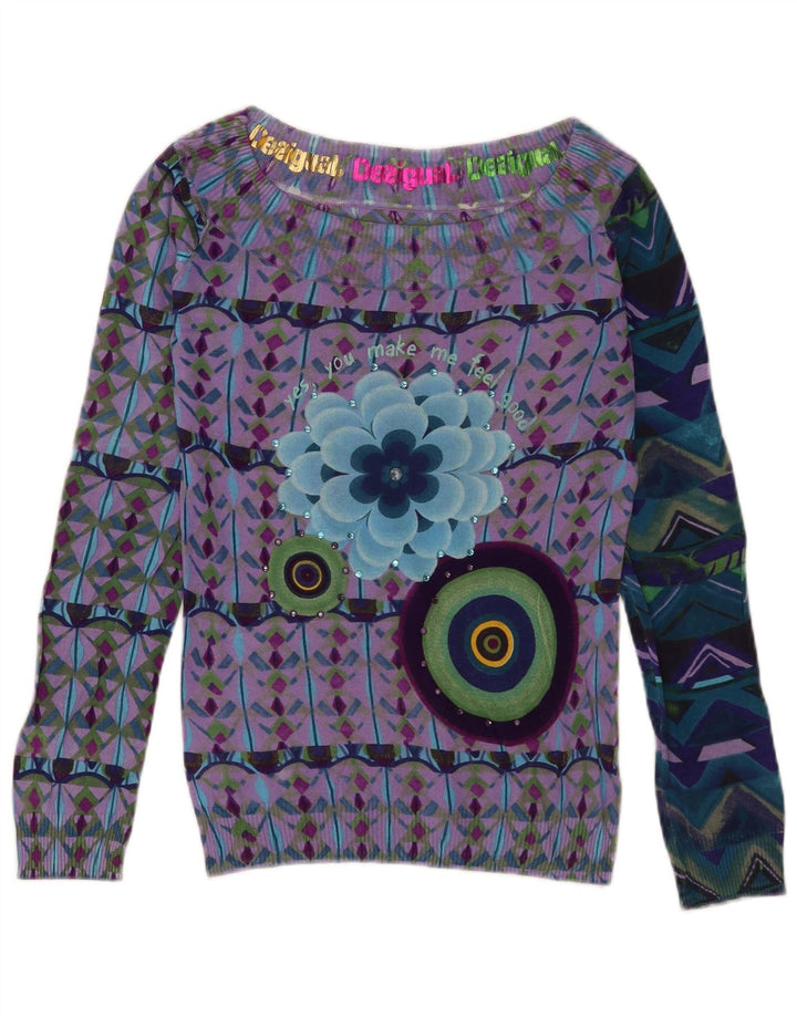 Desigual Top da donna con spalle scoperte UK 18 Large multicolore Bohemian