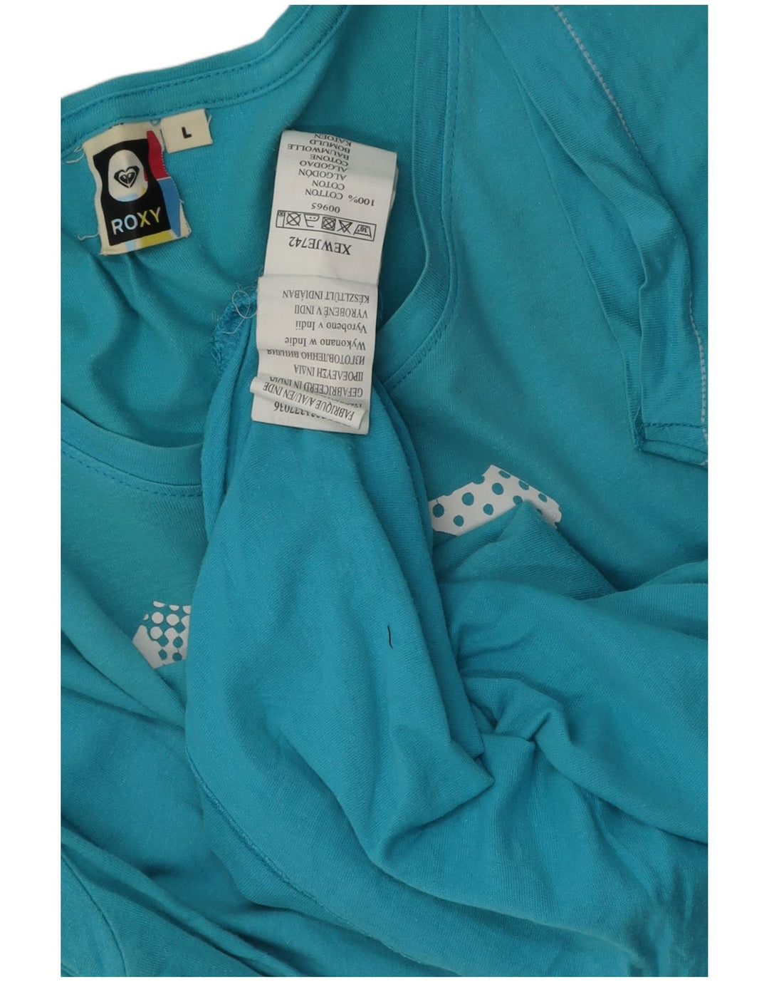 T-shirt grafica da donna Roxy Top UK 16 grande cotone blu