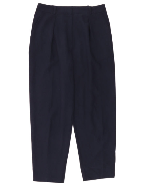Topshop Pantaloni casual a vita alta da donna UK 10 Small W28 L26 Blu Navy