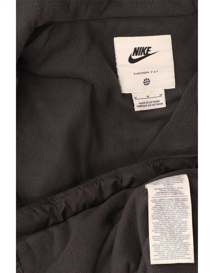 Giacca imbottita con cappuccio Nike da uomo UK 38 Poliestere grigio medio