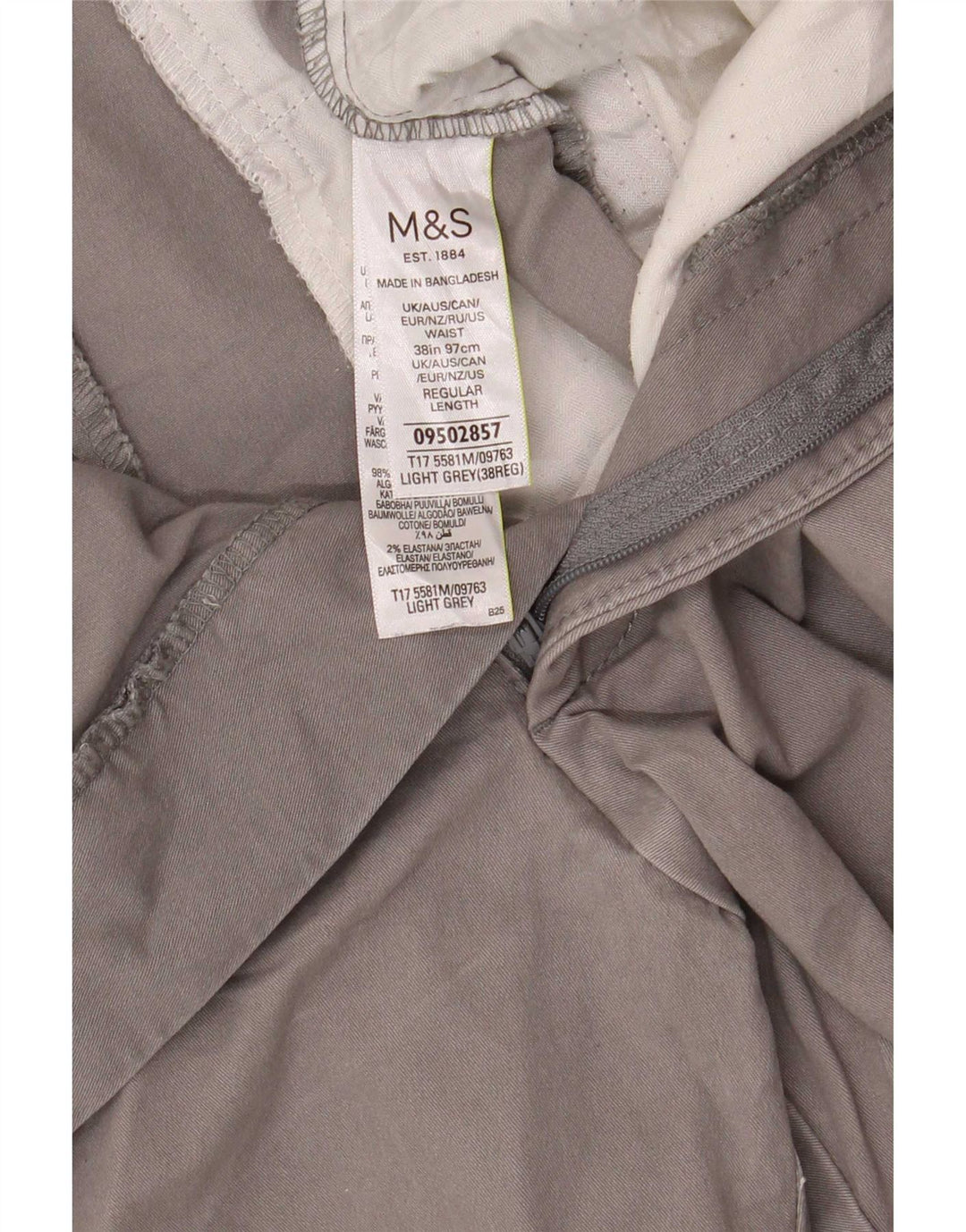 Pantaloncini chino da uomo Marks & Spencer W38 XL cotone grigio