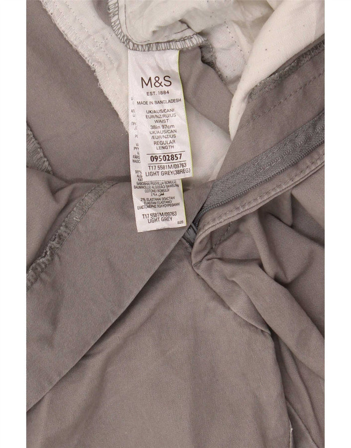 Pantaloncini chino da uomo Marks & Spencer W38 XL cotone grigio