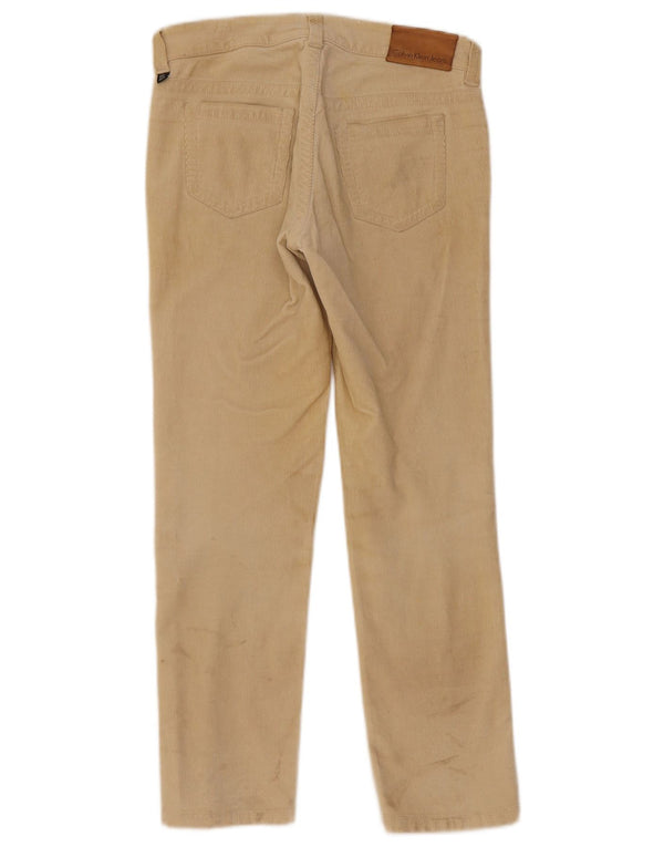 Pantaloni dritti in velluto a coste da donna Calvin Klein W29 L28 in cotone beige
