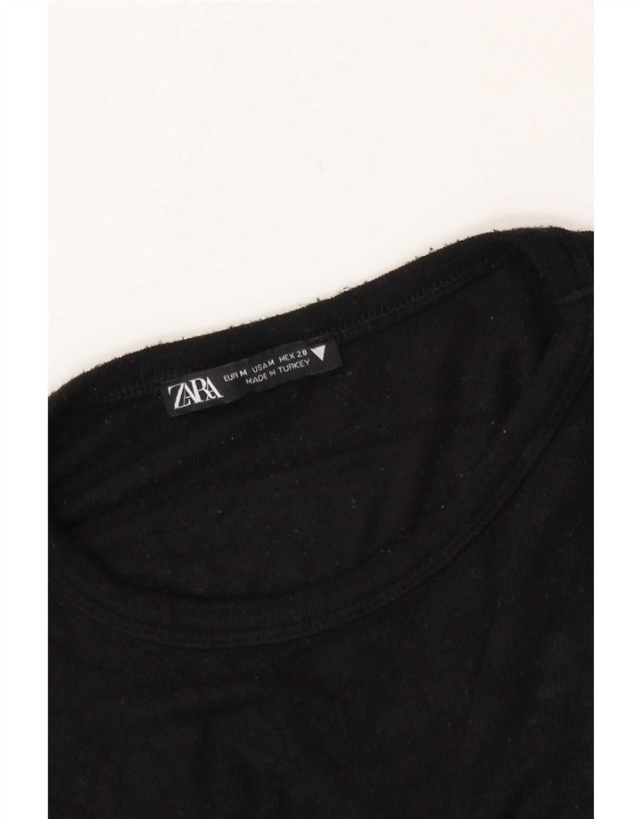T-shirt corta da donna Zara UK 12 media nera