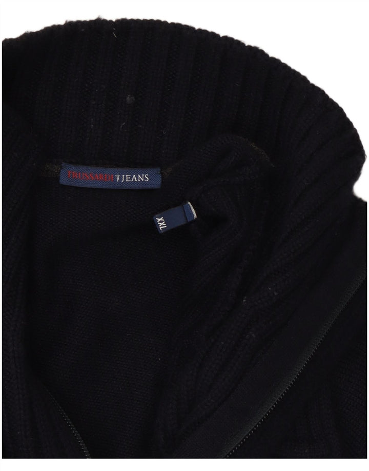 Maglione Trussardi Jeans Uomo con Zip Collo 2XL Blu Navy
