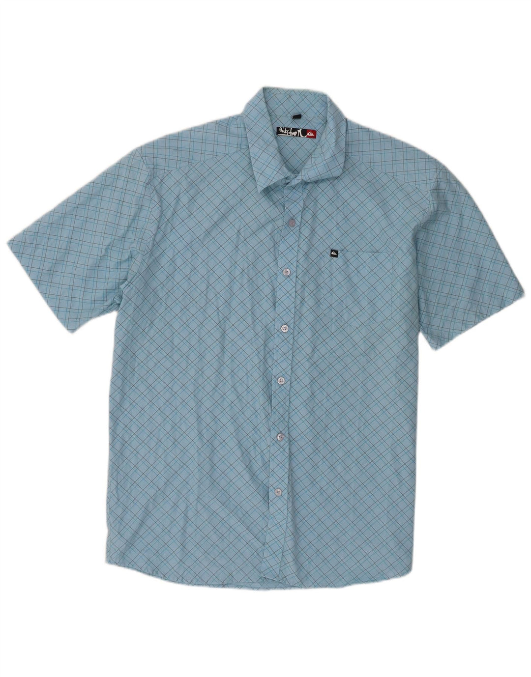Camicia a maniche corte da uomo Quiksilver, cotone a quadri blu grandi