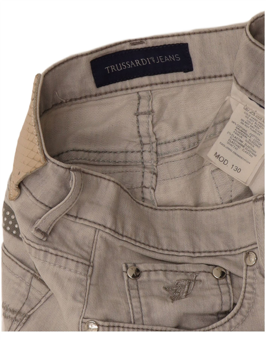 Jeans Dritti Donna Trussardi W30 L27 Cotone Grigio