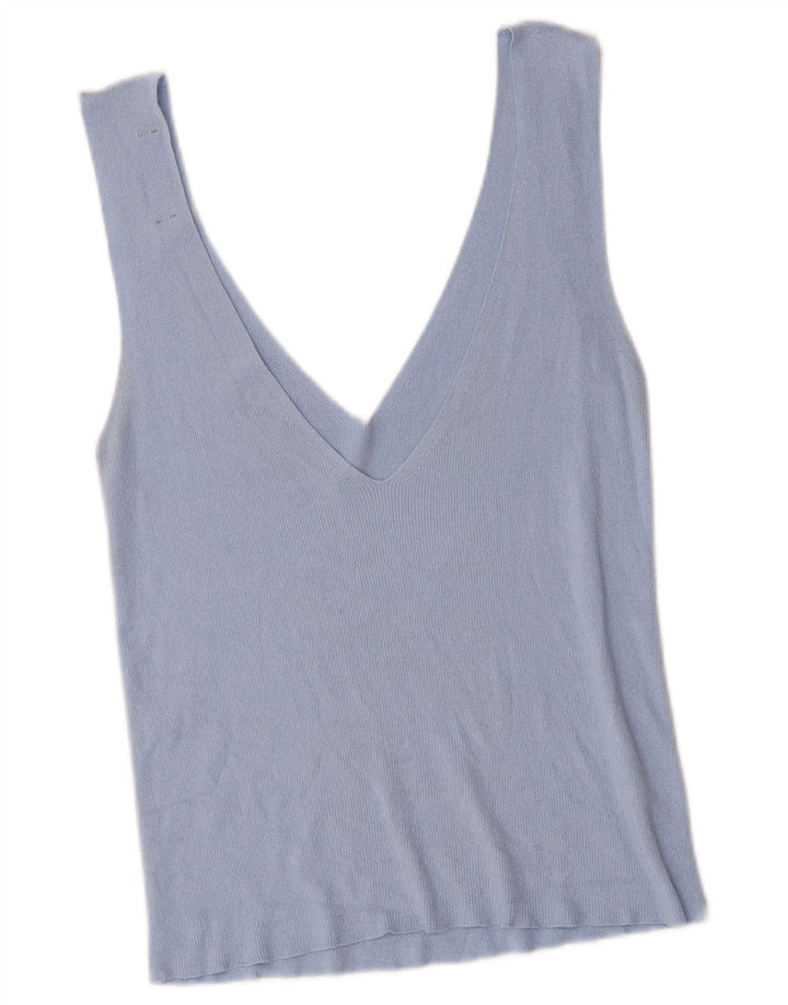 Camicetta senza maniche da donna Karen Millen UK 12 Viscosa blu medio