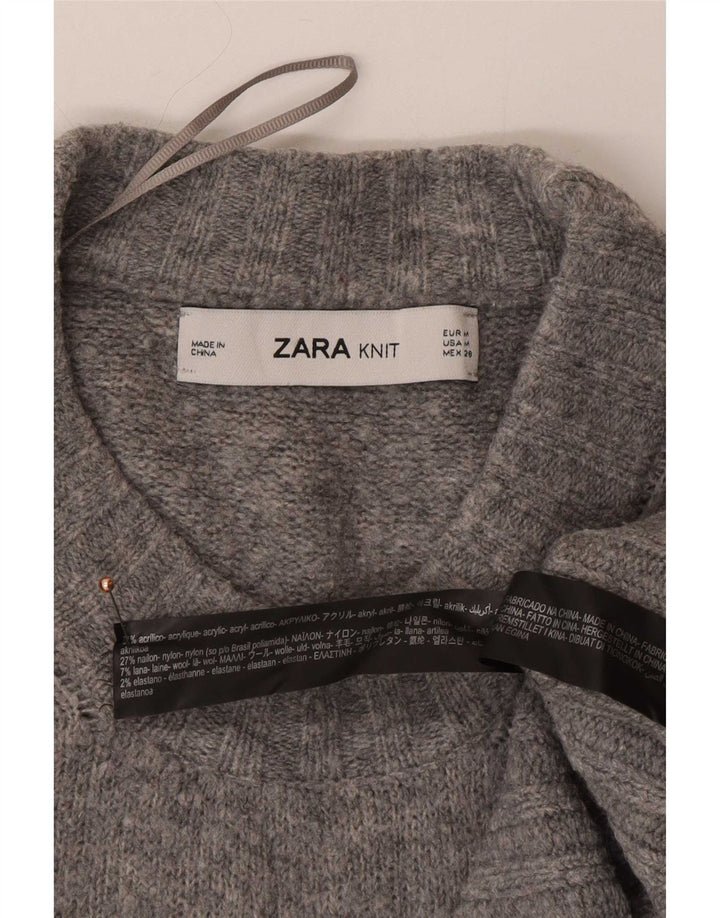 Maglione girocollo oversize da donna Zara UK 14 Acrilico grigio medio