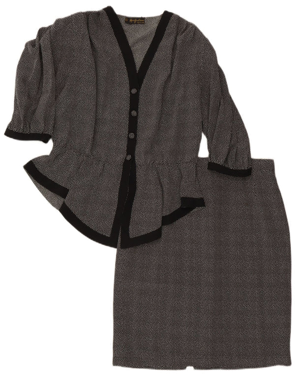 Mario Pucci Cecconi Set gonna 2 pezzi da donna IT 46 Large W30 Nero maculato
