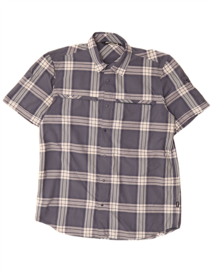 Camicia a maniche corte da uomo Rohan a quadri piccoli blu in poliammide