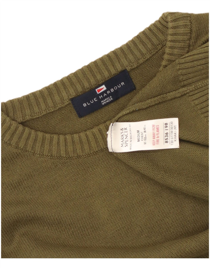 Maglione maglione girocollo da uomo Marks & Spencer blu Harbour medio kaki