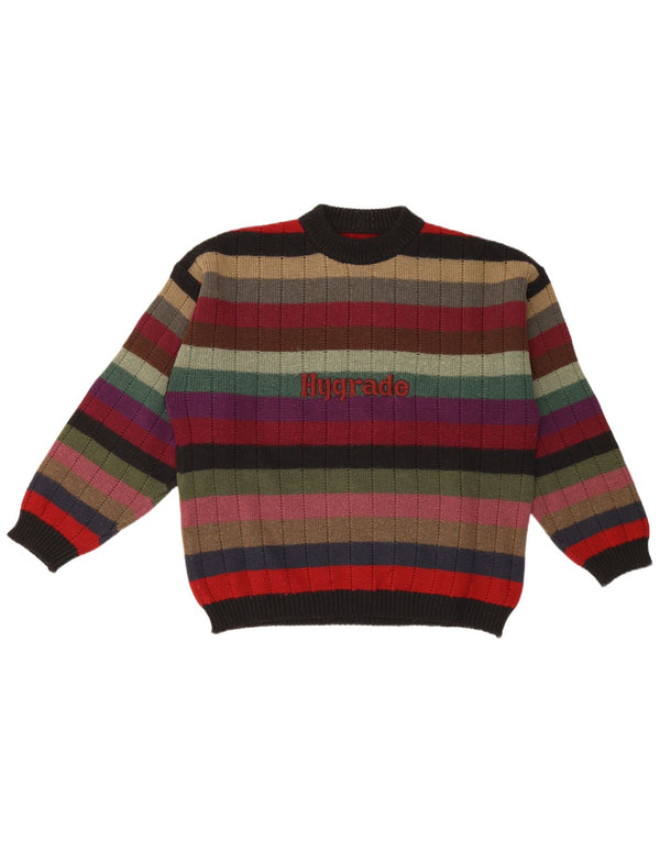 Maglione maglione girocollo grafico da uomo vintage a righe multicolori