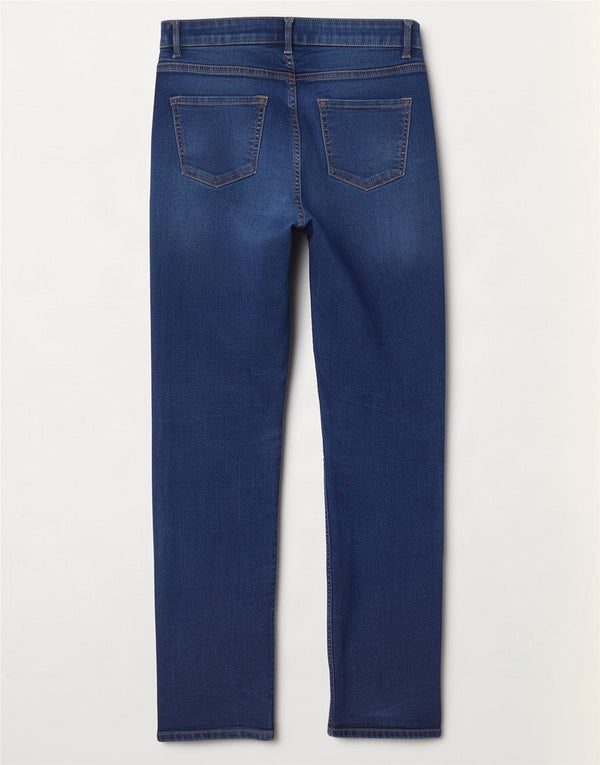 Jeans dritti da donna Marks & Spencer UK 10 piccoli W27 L30 cotone blu navy