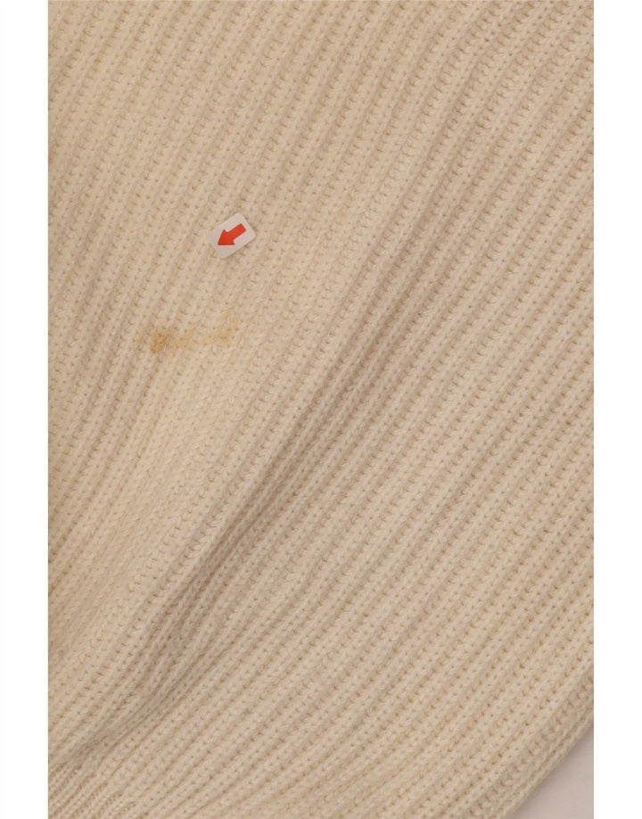 Maglione girocollo da uomo vintage in lana color block beige grande